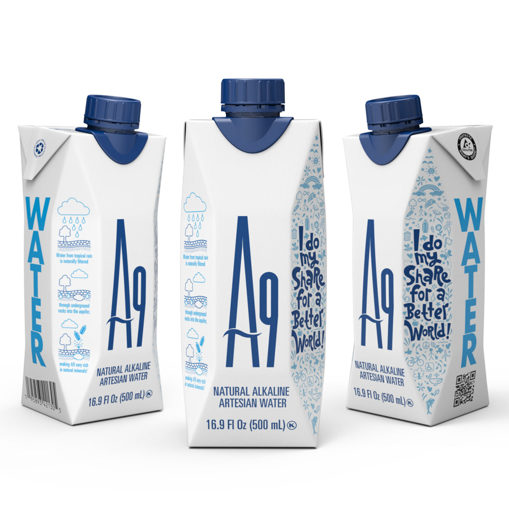 A9 Alkaline Artesian Mineral Natural Water - Untouched and Unchanged, Made by Mother Nature & Packed by A9, Elegance with pH 9.6 for Optimal Wellness, Eco-Friendly Packaging, No additives, No Plastic, 16.9 Fl Oz Bottles