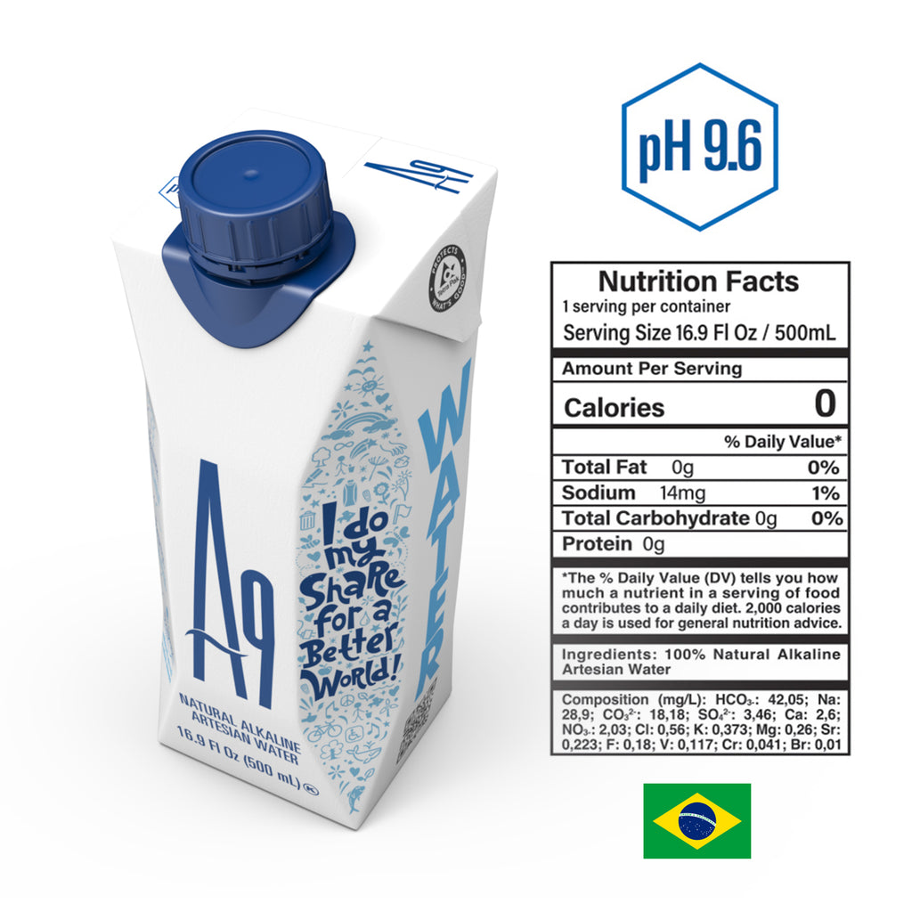 A9 Alkaline Artesian Mineral Natural Water - Untouched and Unchanged, Made by Mother Nature & Packed by A9, Elegance with pH 9.6 for Optimal Wellness, Eco-Friendly Packaging, No additives, No Plastic, 16.9 Fl Oz Bottles
